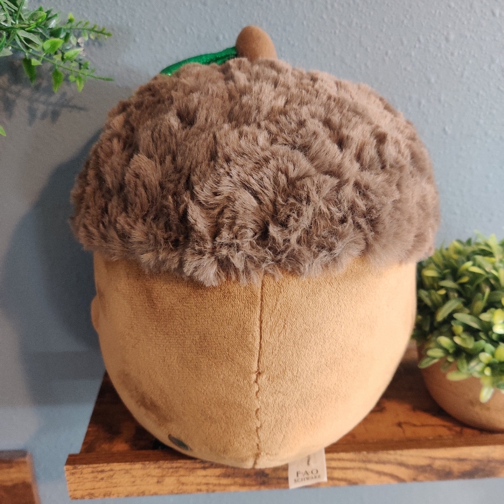 Cute Acorn Plush Toy Fao Scwarz Stuffed Kids Toy Sparkly Green Leaf Smiley Face - Picture 4 of 6